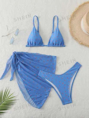 16549 1a-006 Conjunto de bikini de flores 3 Pzas