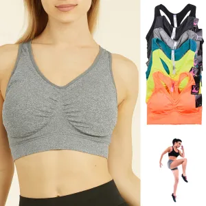 3 Pack Womens Padded Sports Bras Seamless Workout Support Yoga Gym Fitness Top