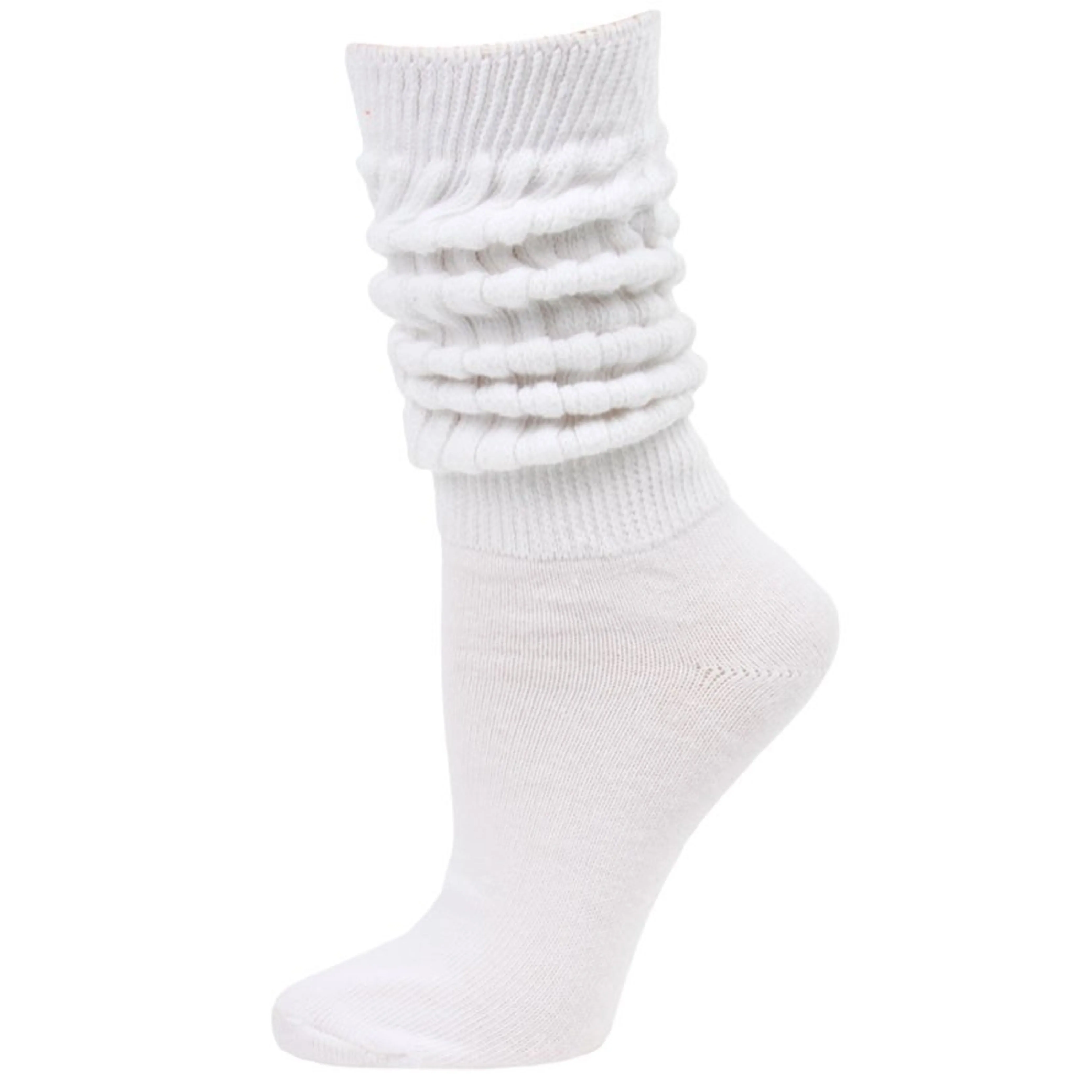 3 Pairs Women's White Slouch Socks Scrunch Cotton Plush Thick Knit Casual 9-11