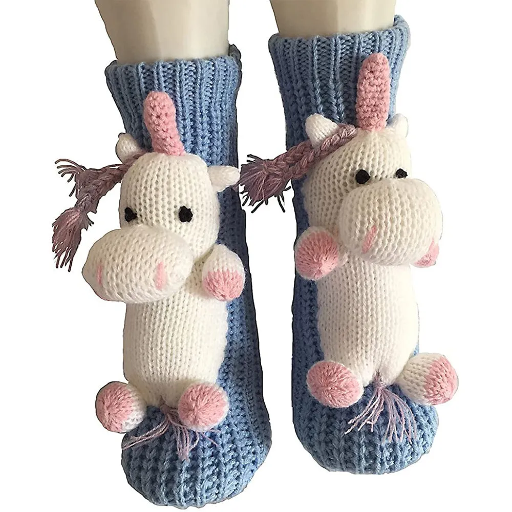 3D Cartoon Anti-Skid Wool Socks Knit Socks Thickened Winter Warm Christmas Socks
