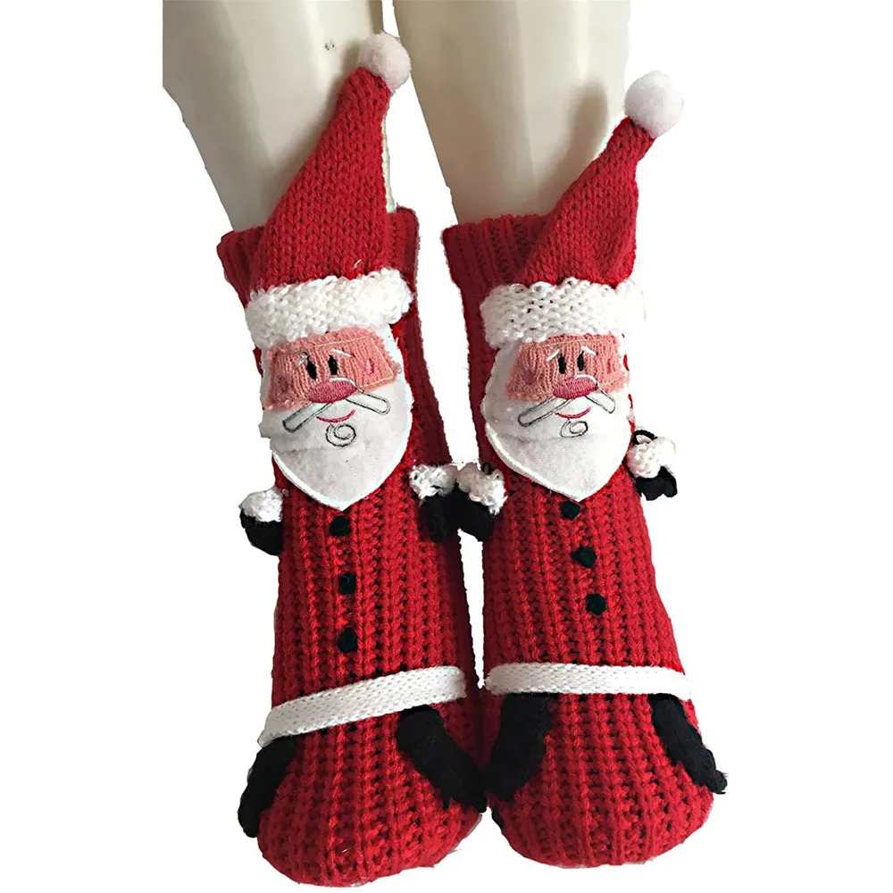 3D Cartoon Anti-Skid Wool Socks Knit Socks Thickened Winter Warm Christmas Socks