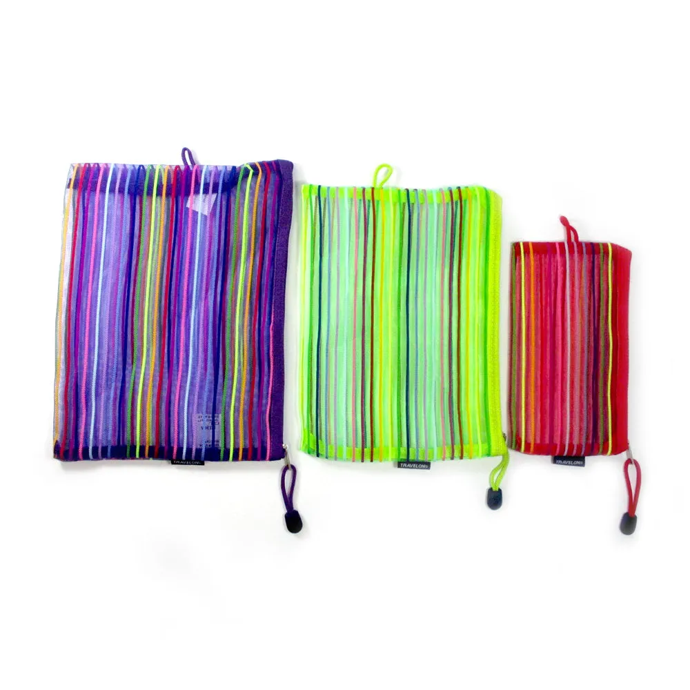 3Pc Travelon Mesh Organizer Pouches Makeup Bag Pouch Cosmetic Storage Travel Set