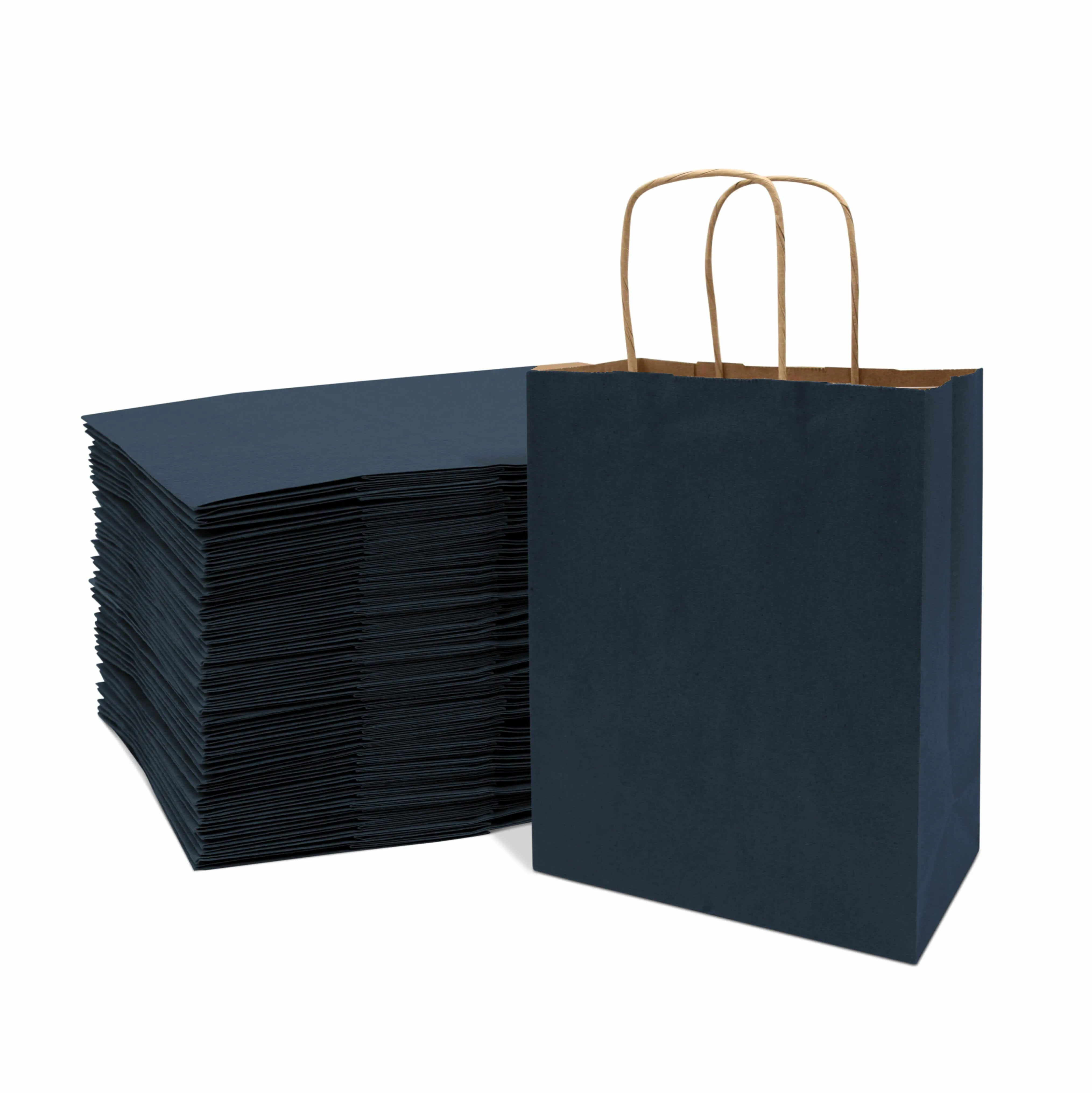 8x4x10 Small Navy Blue Paper Bags with Handles