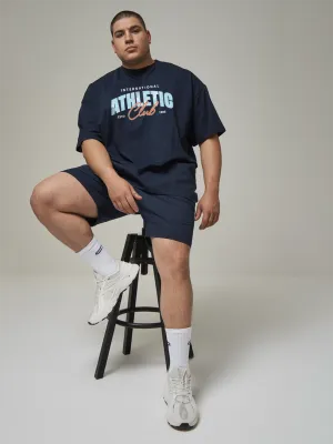 Athletic Cotton Mens T Shirt and Shorts Combo Set (Plus Size)
