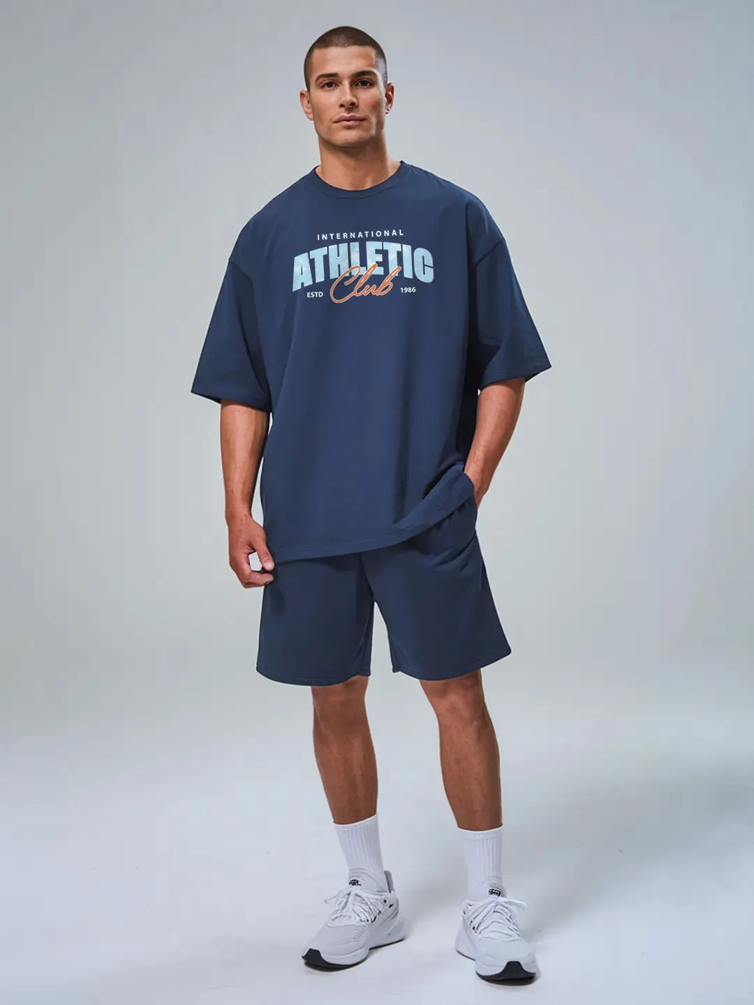 Athletic Cotton Mens T Shirt and Shorts Combo Set
