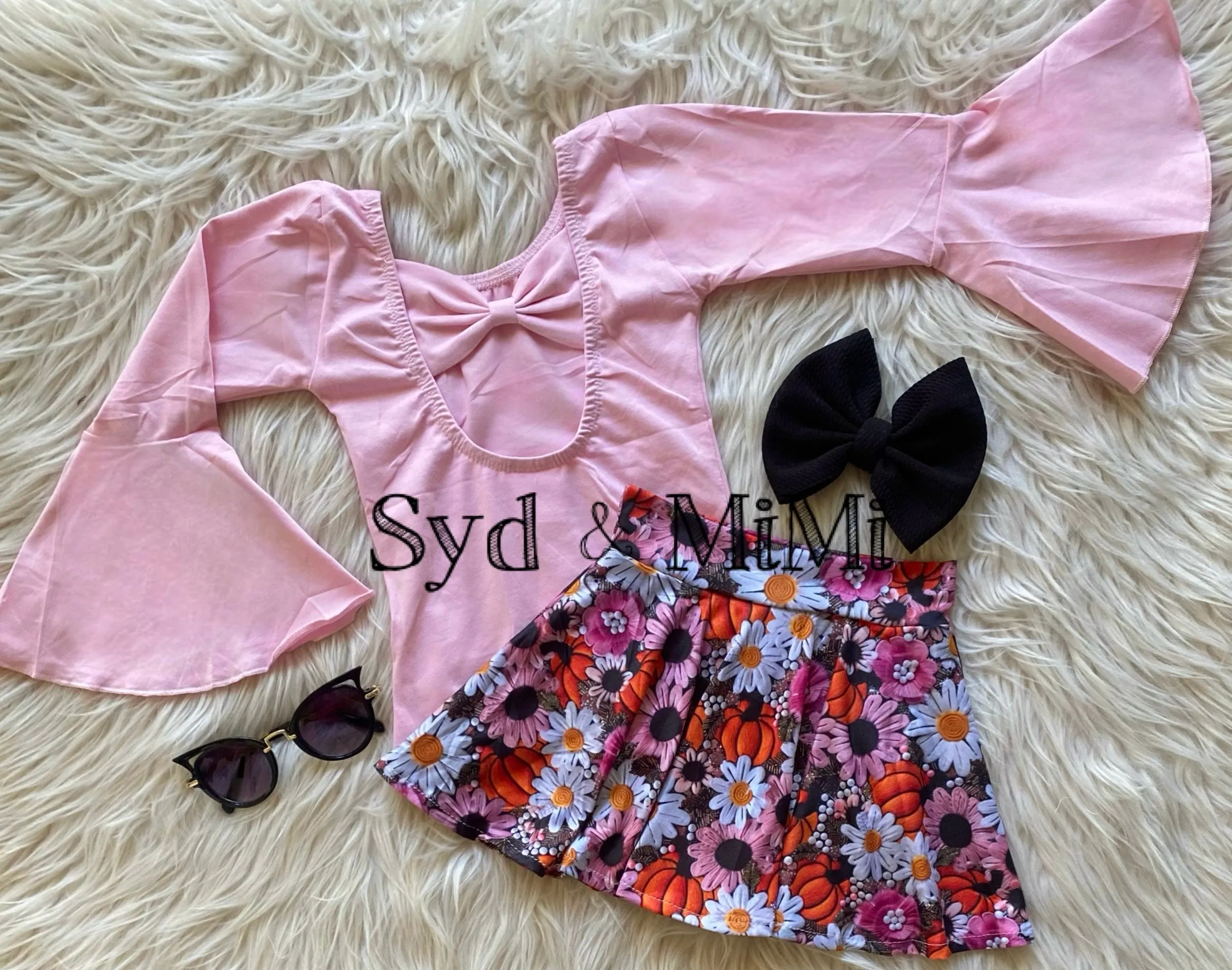 Bell Sleeve Bowback Top  ~ Pastel Pink
