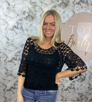 Crochet 2 tops - black