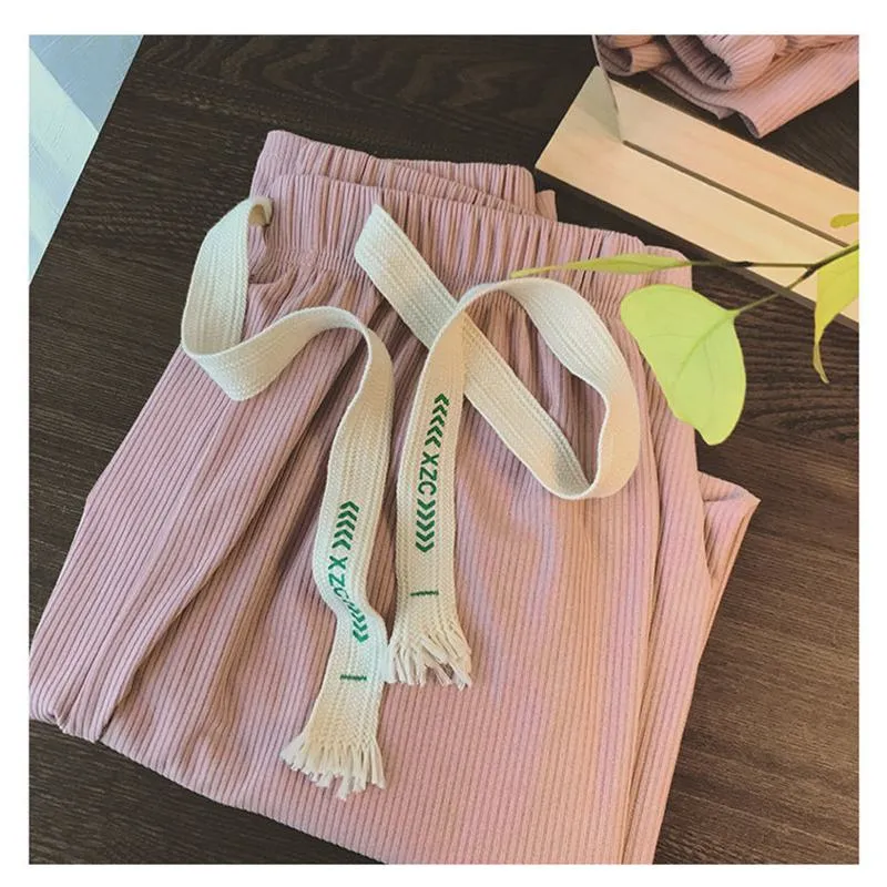 Floor-Length Casual Straight Pit Strip Draping Petite Loose Fit High-Waisted Pants