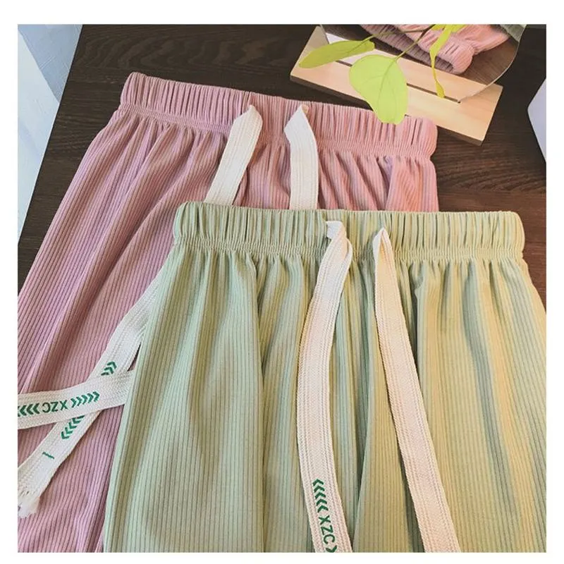 Floor-Length Casual Straight Pit Strip Draping Petite Loose Fit High-Waisted Pants