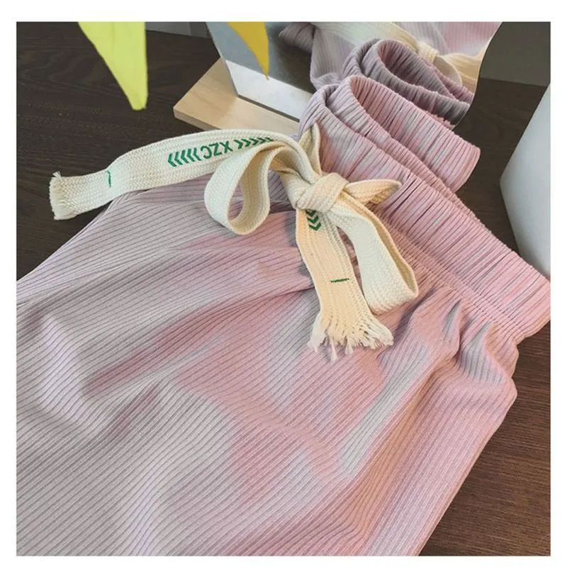 Floor-Length Casual Straight Pit Strip Draping Petite Loose Fit High-Waisted Pants