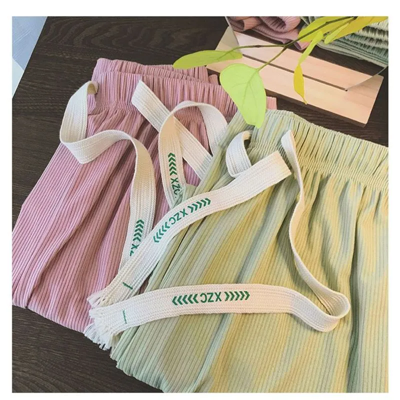 Floor-Length Casual Straight Pit Strip Draping Petite Loose Fit High-Waisted Pants