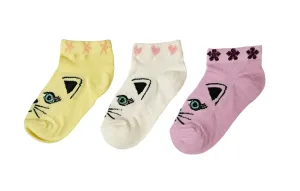 Girls Trainer Socks Cat 3Pk (2-6yrs)