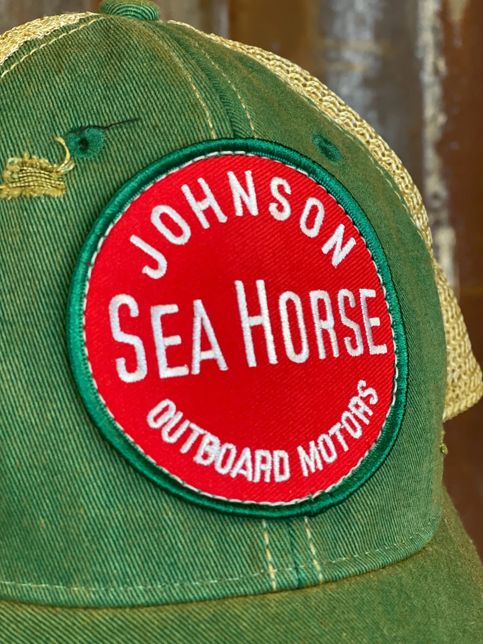 Johnson Outboard "Round Patch" Hat - Distressed Kelly Green Snapback