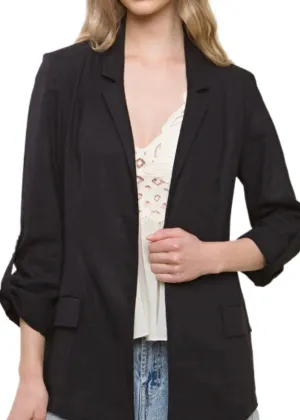 Kat Open Front Linen Blazer