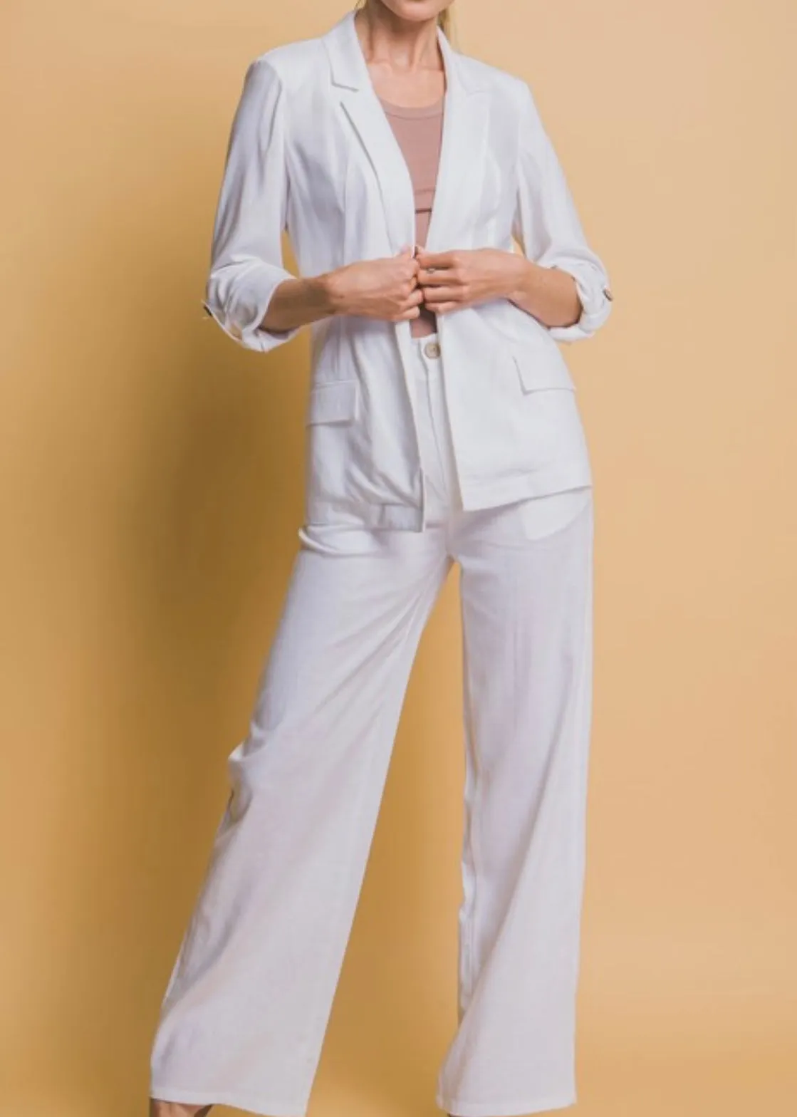 Kat Open Front Linen Blazer