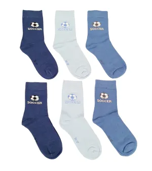 Little Team Cotton Rich Seamless Socks Soccer 6Pk (3-8yrs)