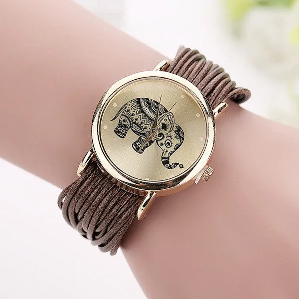 New Women Leather Bracelet Watches Fashion Casual Elephant Wrist Watches Relojes Mujer Relogio Feminino Clock 2015 BW1687