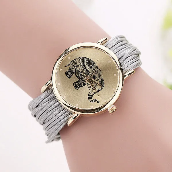 New Women Leather Bracelet Watches Fashion Casual Elephant Wrist Watches Relojes Mujer Relogio Feminino Clock 2015 BW1687