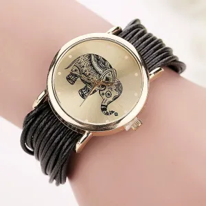 New Women Leather Bracelet Watches Fashion Casual Elephant Wrist Watches Relojes Mujer Relogio Feminino Clock 2015 BW1687
