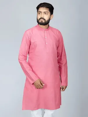 Pink Handwoven Organic Cotton Men Kurta