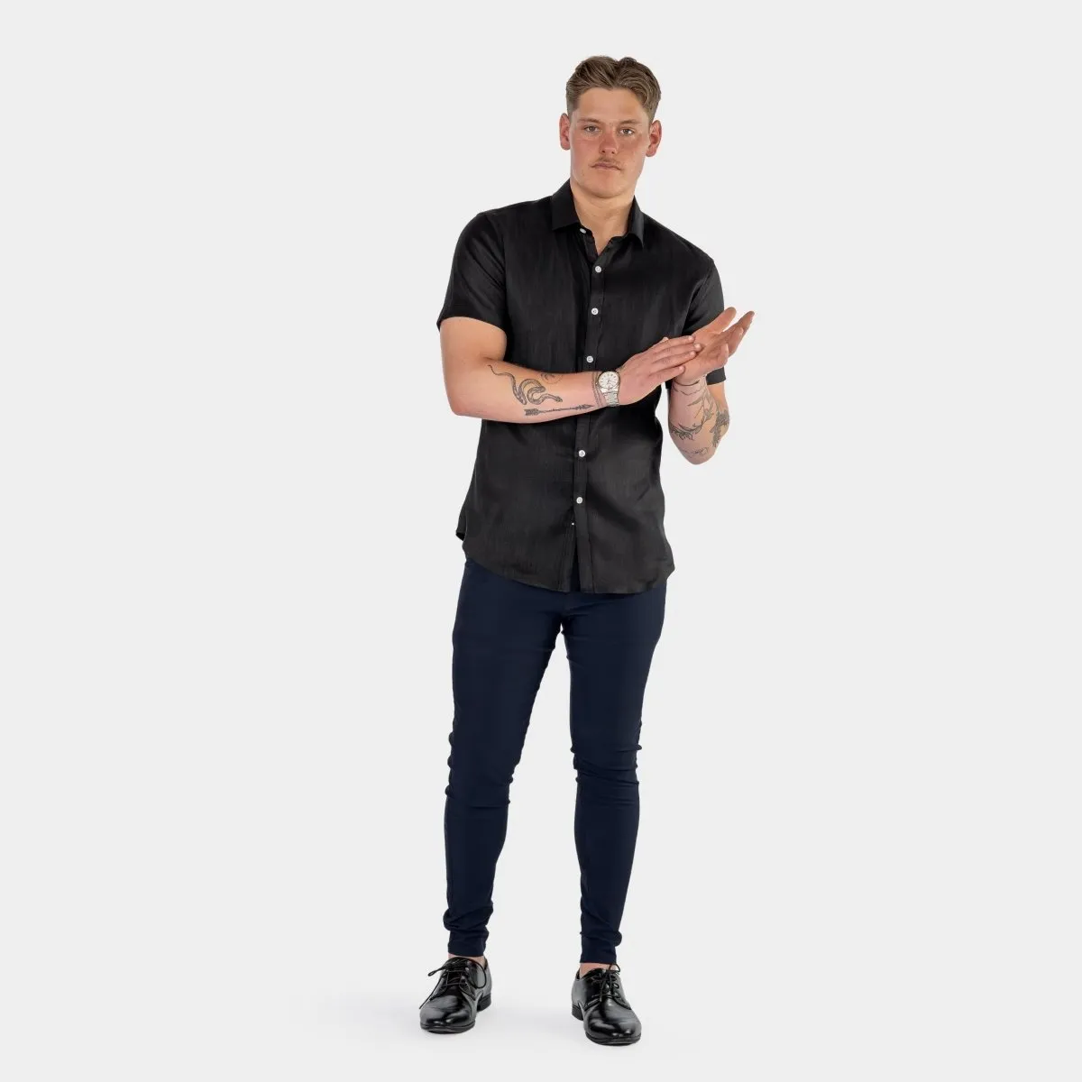 Return Sale - Performance Linen Short Sleeve Shirt - Black