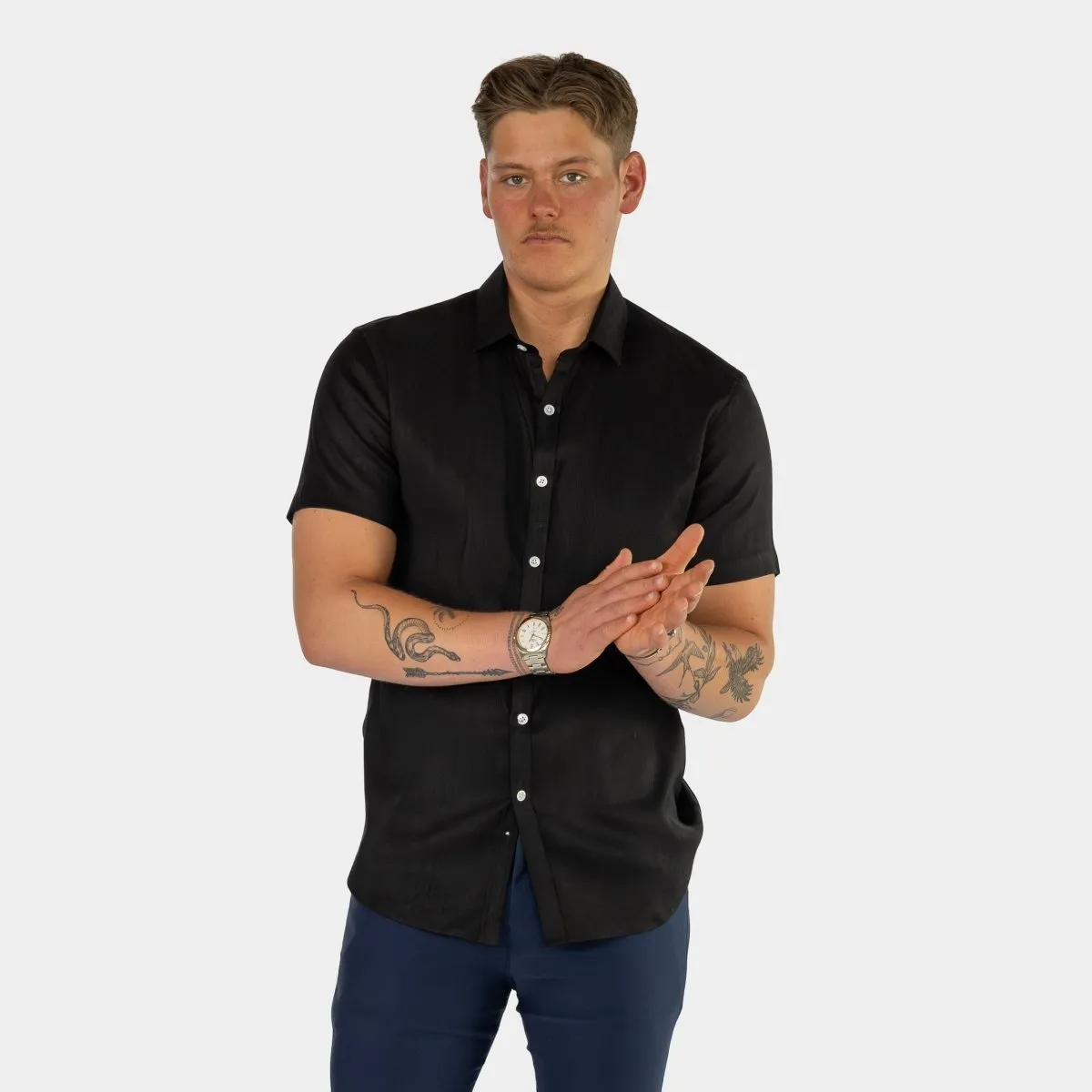 Return Sale - Performance Linen Short Sleeve Shirt - Black