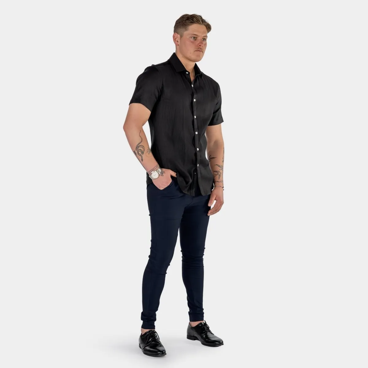 Return Sale - Performance Linen Short Sleeve Shirt - Black