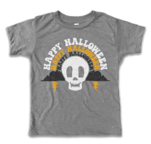 Rivet Kids - Happy Halloween Tee in Heather Grey