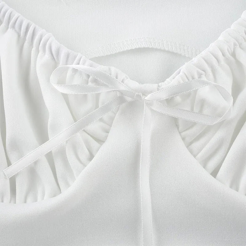 Sexy Off Shoulder Strapless Crop Solid V Neck Skinny Tank Top