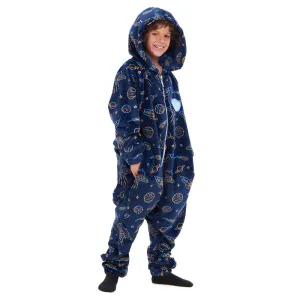 Snuggs Kids Blanket Onesie Dark Blue space