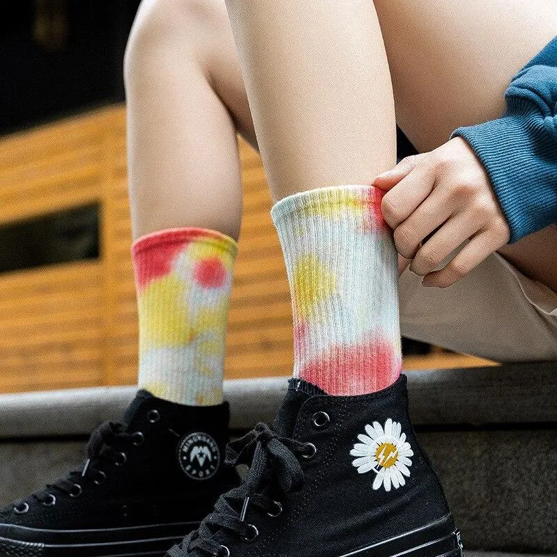 Unisex Tie-Dye Cotton & Polyester Socks